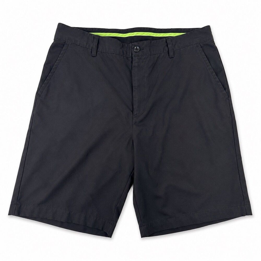 IZOD SwingFlex Men's Black Flat Front Golf Shorts 38 Performance 4-Way Stretch
